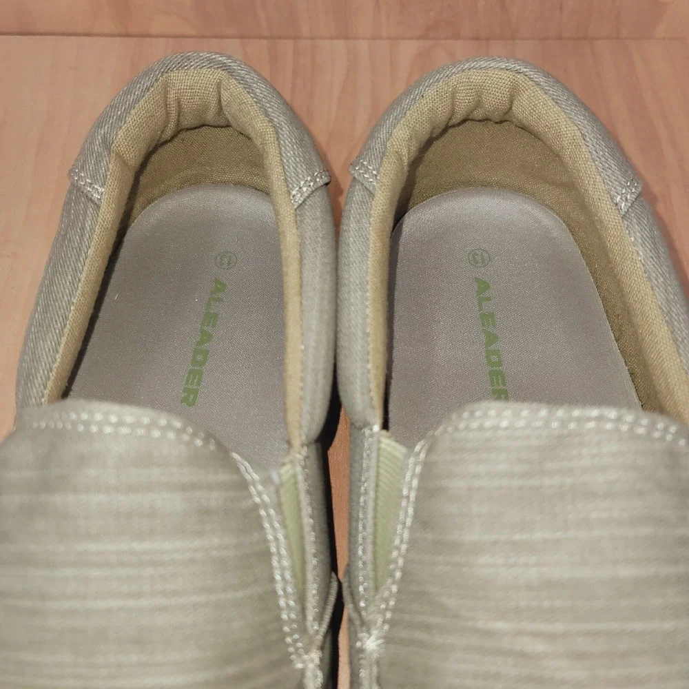 ALEADER Men's Loafers Sz 13 M Khaki Canvas Slip On Shoes Casual
